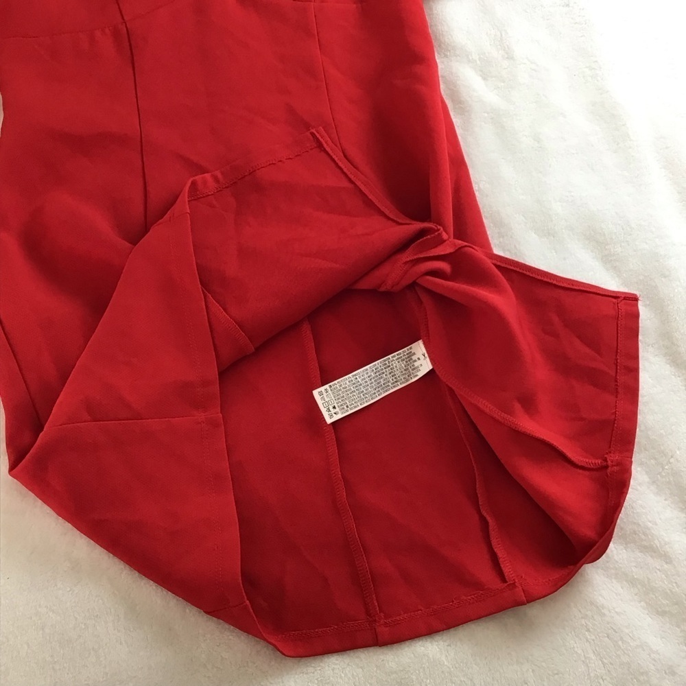 Forever 21 Red Puff Sleeve Mini Dress Short Sleeve V-Neck Party Dress Size Med - Picture 13 of 15